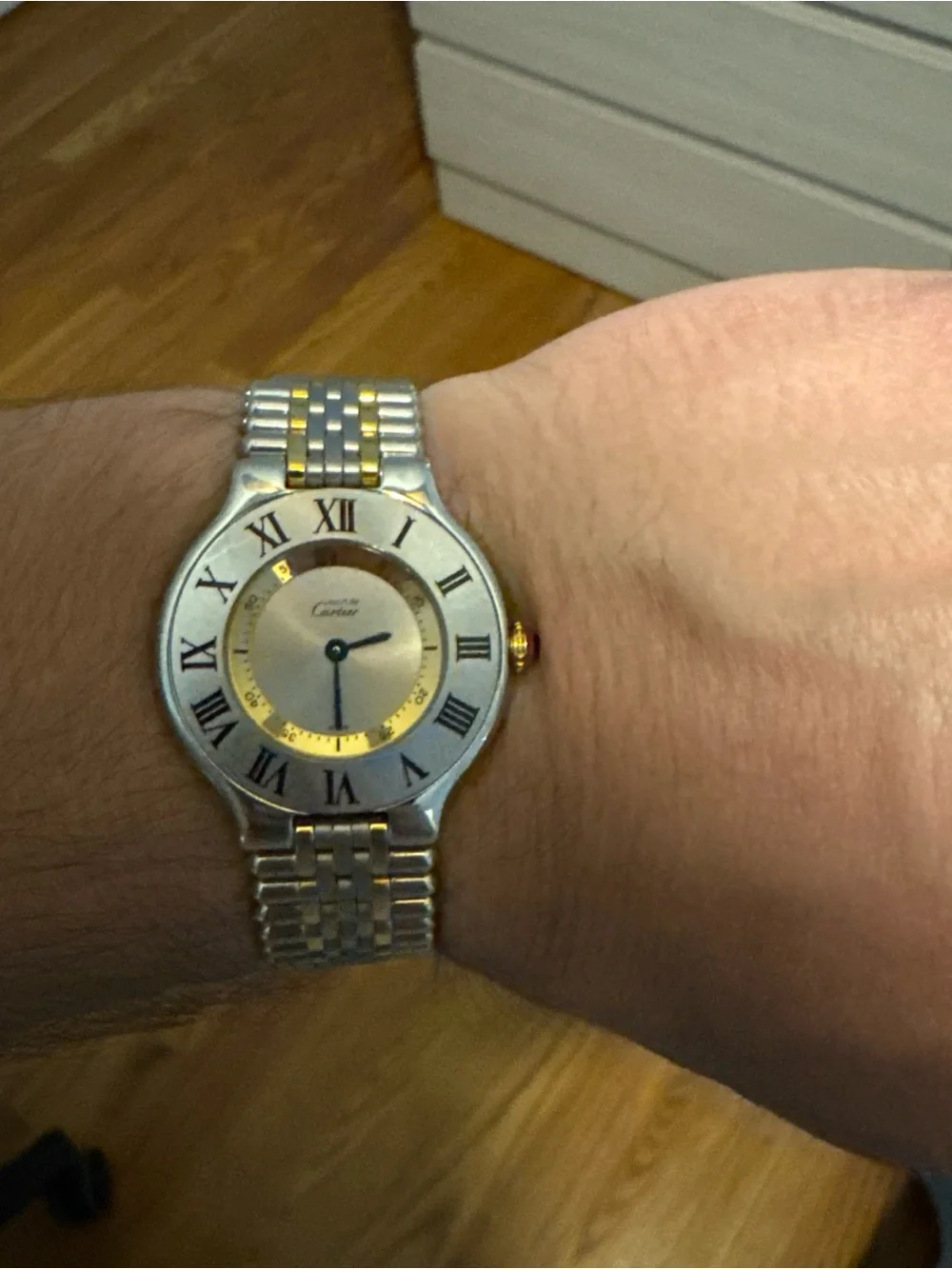 Cartier Two-Tone Silver and Gold Roman Numeral Women's Watch 1330 - Picture 3 of 5